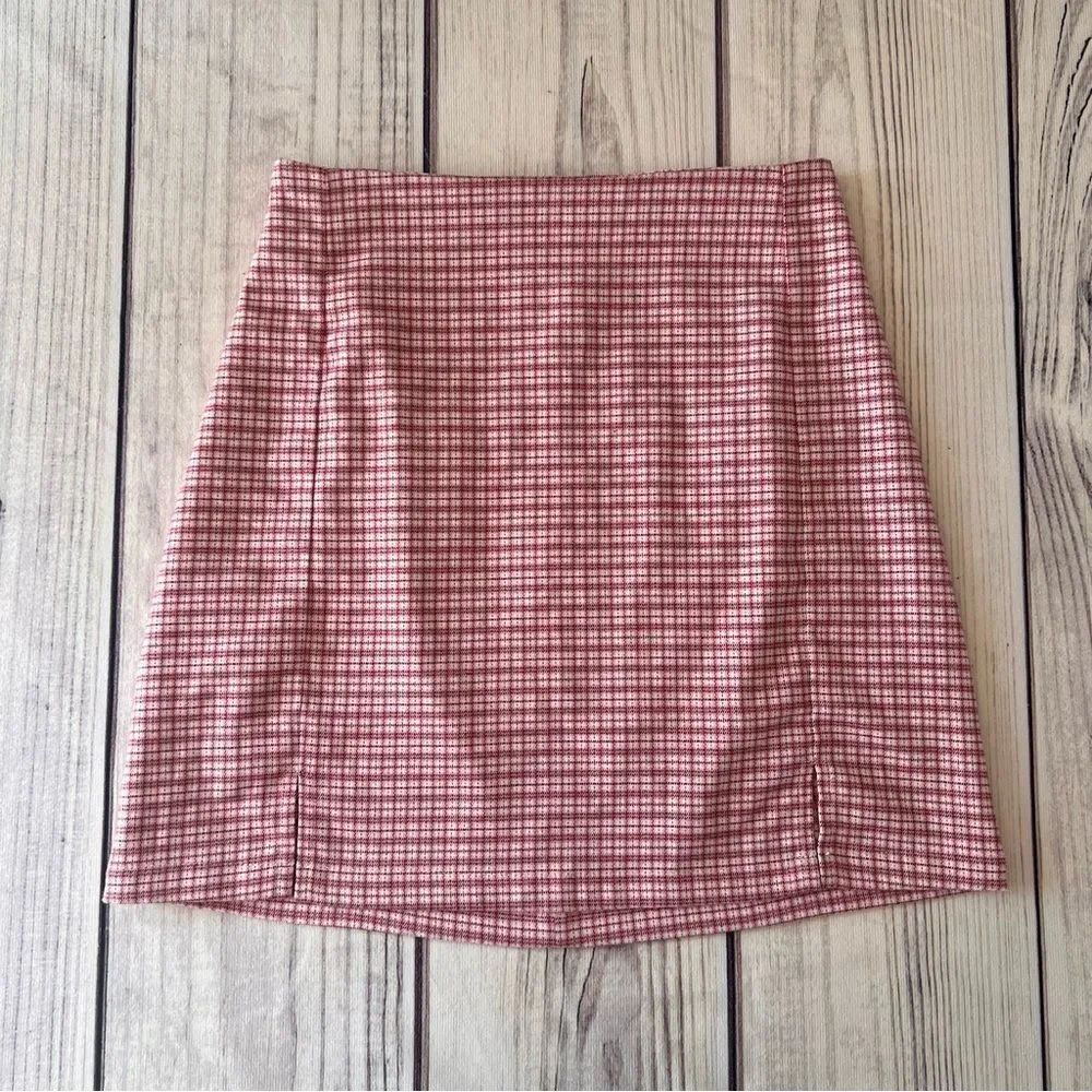 Brandy Melville Pink Plaid Mini Skirt